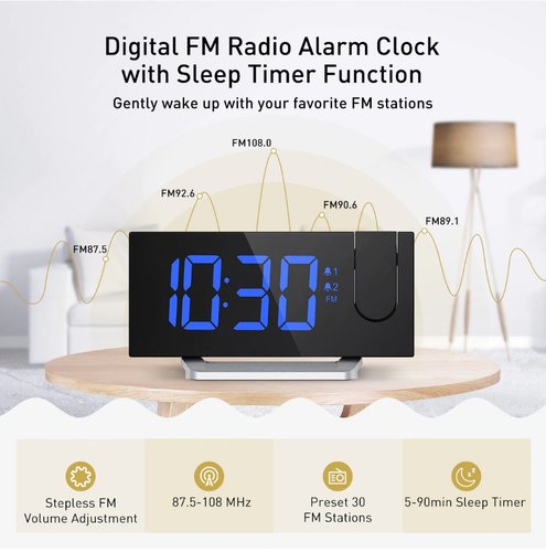 Reveil a projection et  radio FM avec double alarme HM353C