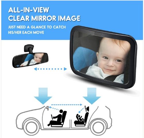 Miroir de voiture réglable pour  bébé avec vue arrière