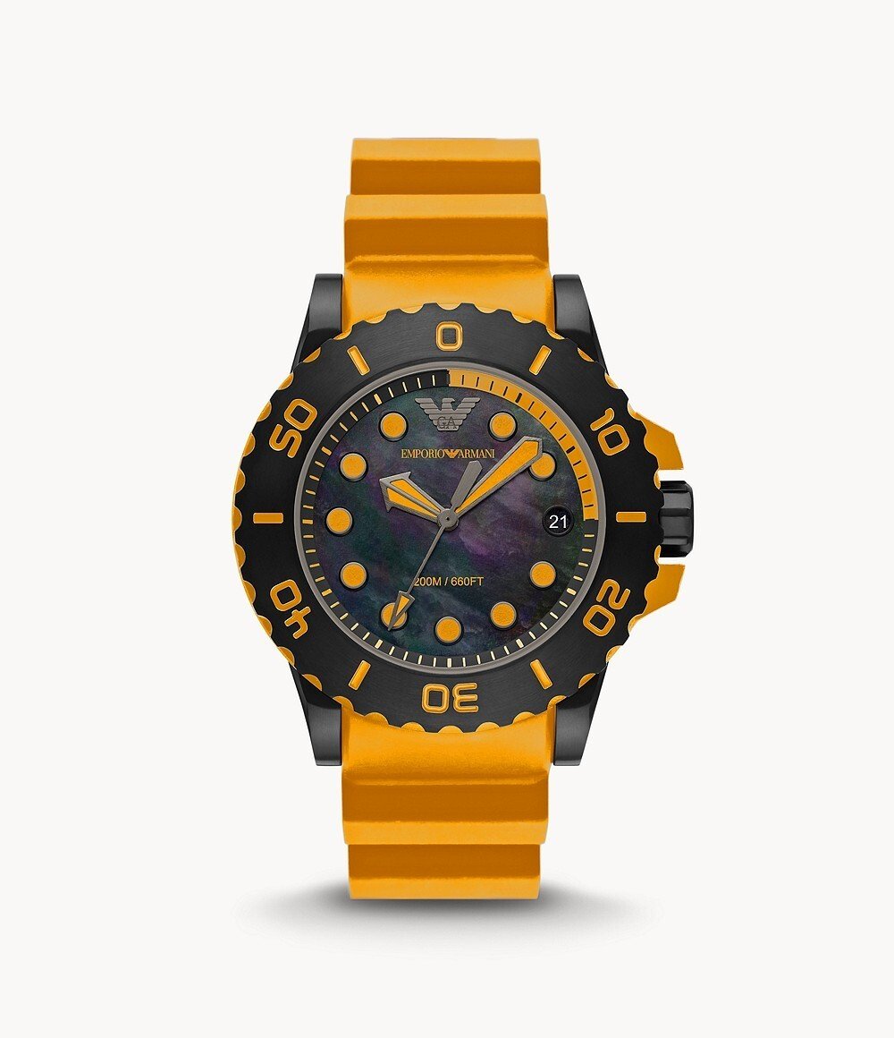 Montre｜ à Quartz analogique Acqua ｜de Couleur Orange ｜Bracelet en Caoutchouc