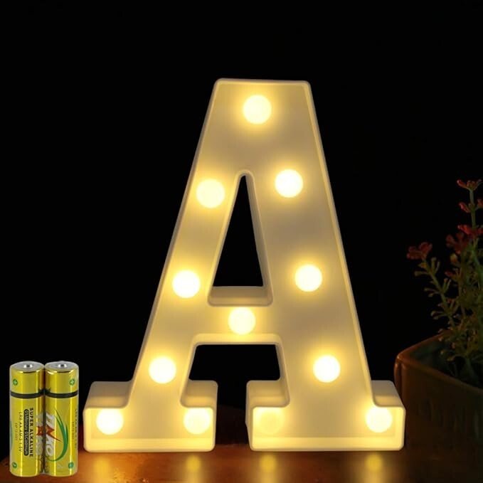 Lettre Lumineuse │Lumière LED│Décorative Alphabet │A à Z │Blanc │Batterie