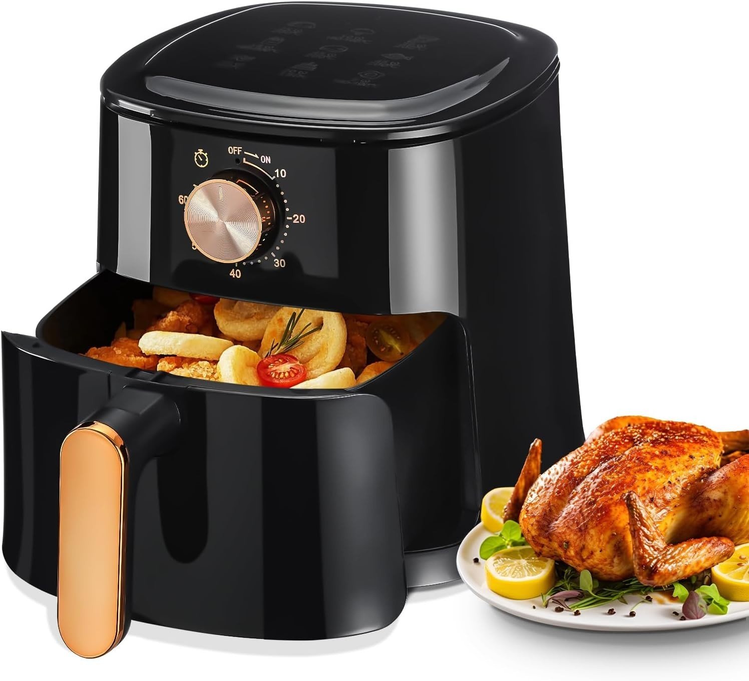 Friteuse sans huile│Oyajia│5.5L│1800W│Cuisson saine│Bouton manuel│Noir