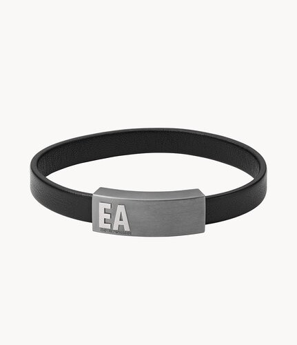 Bracelet｜ Emporio Armani｜ en cuir noir｜Homme