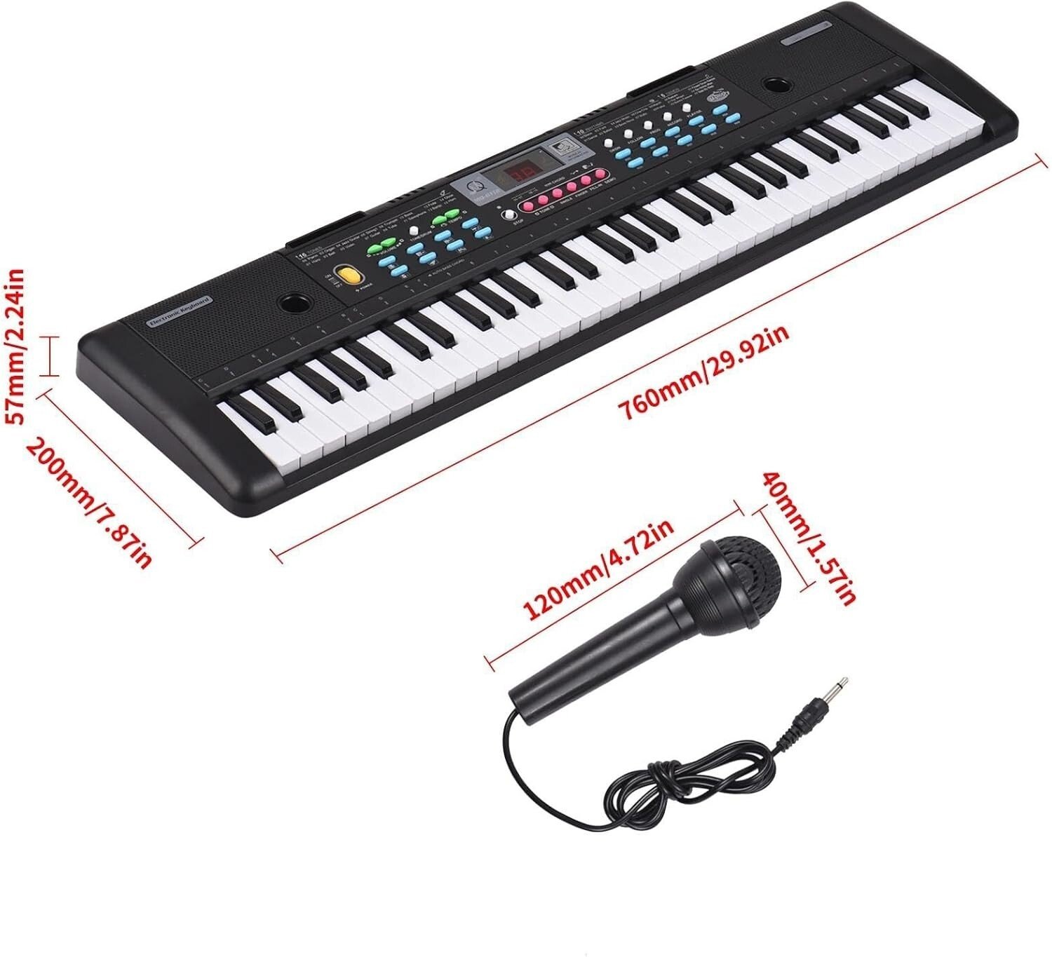 Piano Électrique|61 touches|Avec Microphone|Musique Numérique|Keyboard