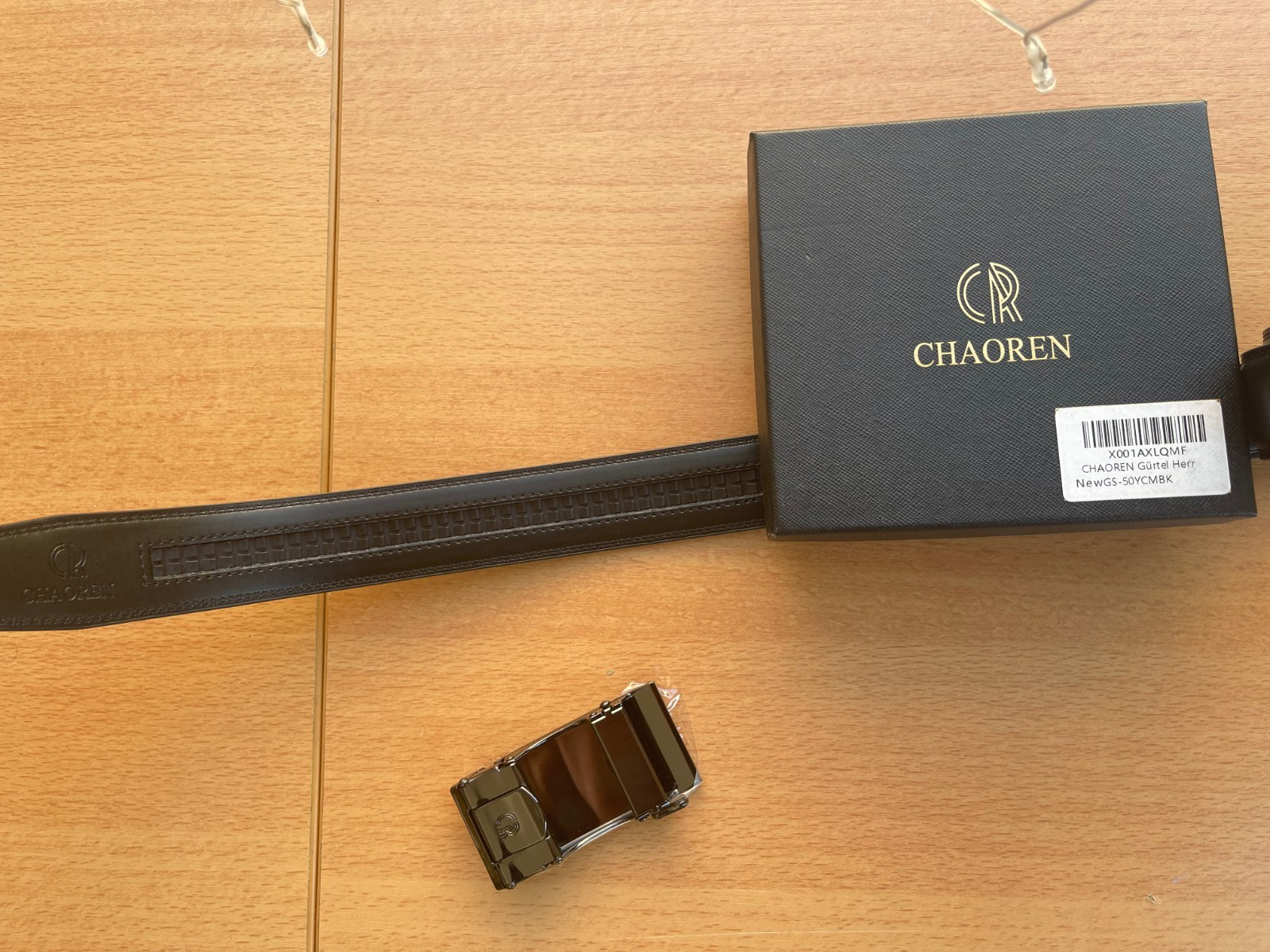 Ceinture Homme│CHAOREN│Boucle à cliquet automatique│Cuir ajustable│Noir