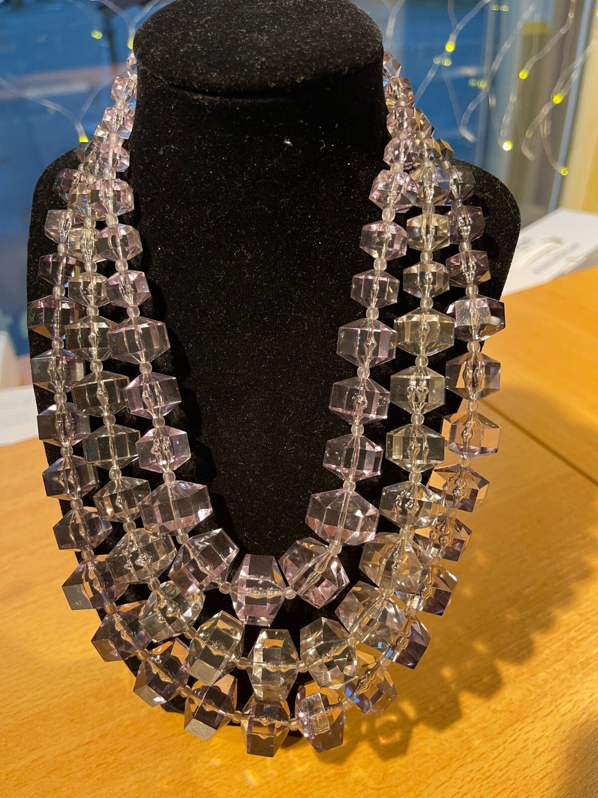 Collier|Emporio ArmanI|3 rangs de perles transparentes violettes