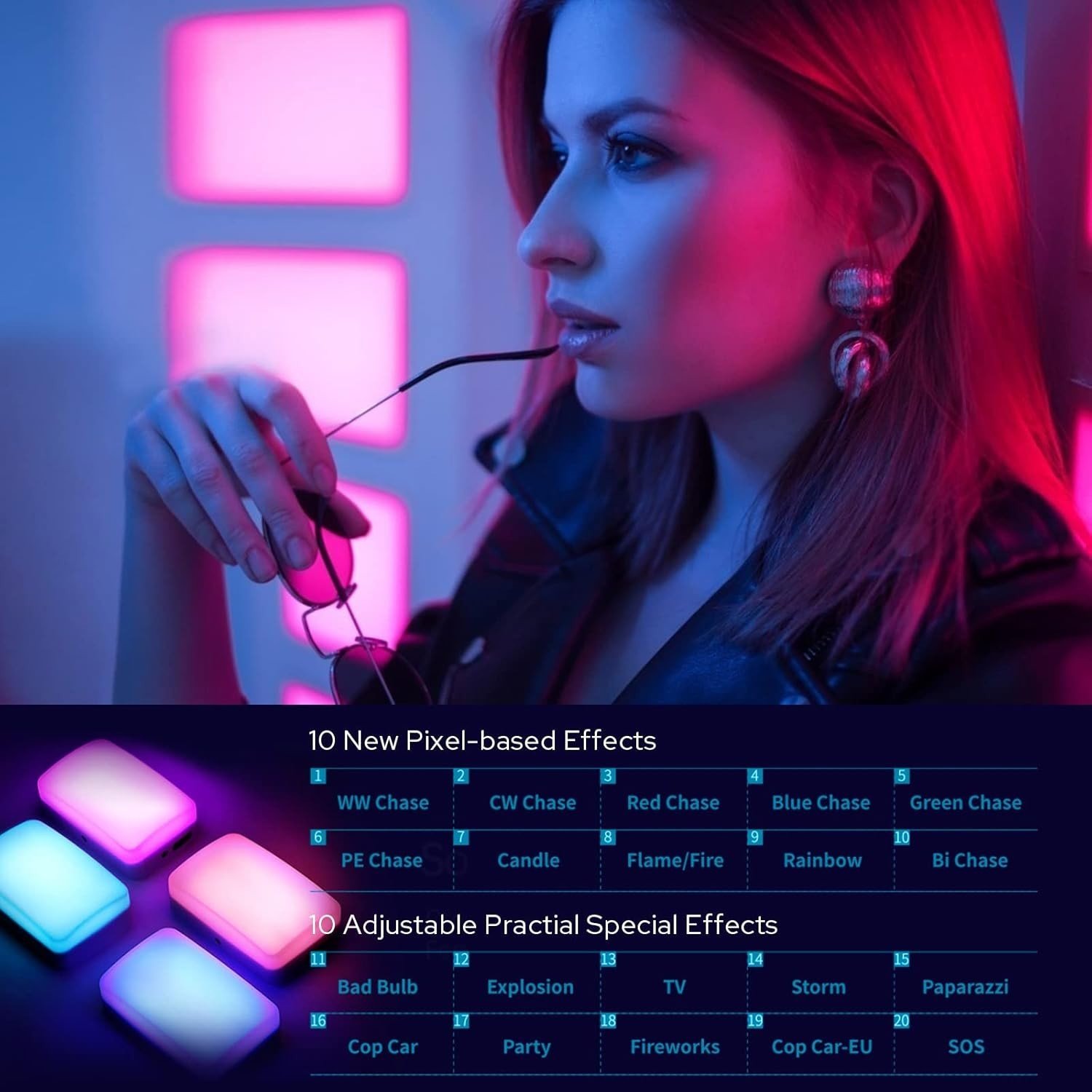 Lampe vidéo portable│ SOONWELL │MC8 Pixel Pocket RGB│Magnétique │effets sonores