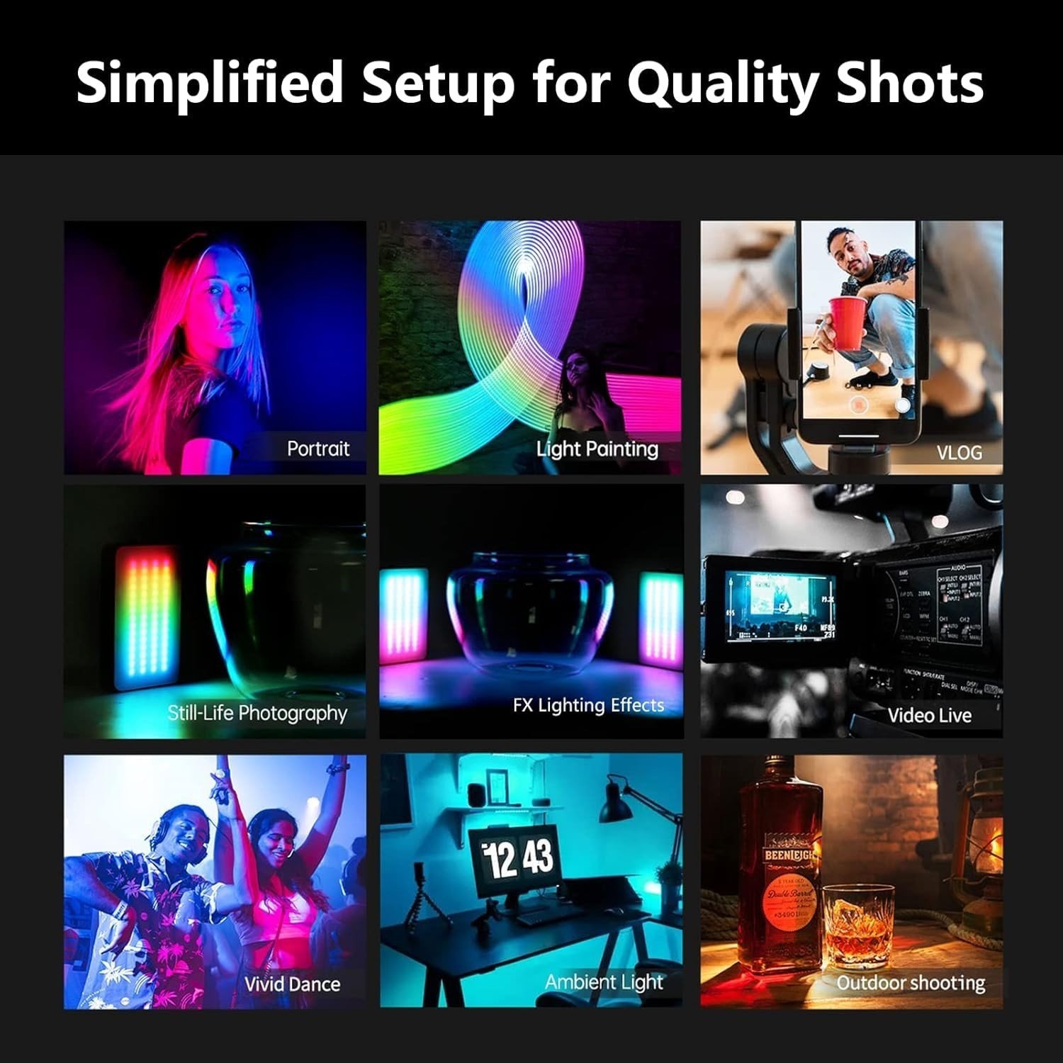 Lampe vidéo portable│ SOONWELL │MC8 Pixel Pocket RGB│Magnétique │effets sonores