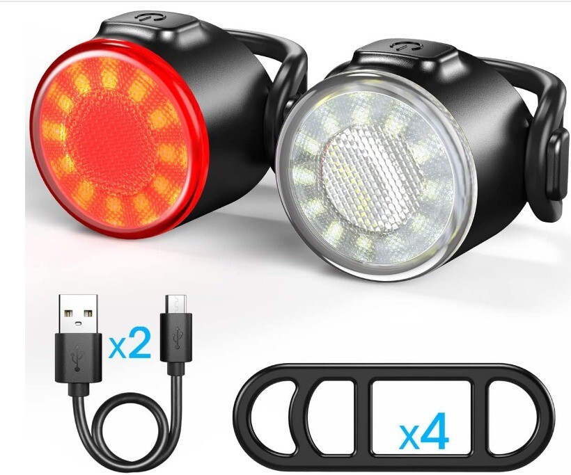 Lumière vélo│Phares│Lampe vélo│Avant et Arrière │Polyvalent│Rechargeable USB