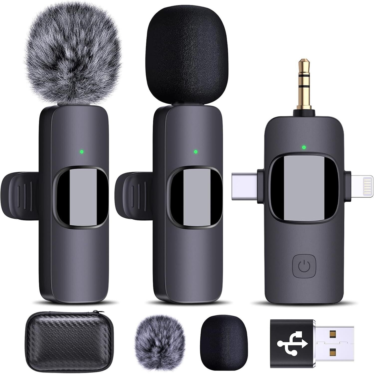 Kit de 2 micros-cravate｜Sans fil｜pour iPhone & Android & Jack 3.5mm｜HMKCH k30