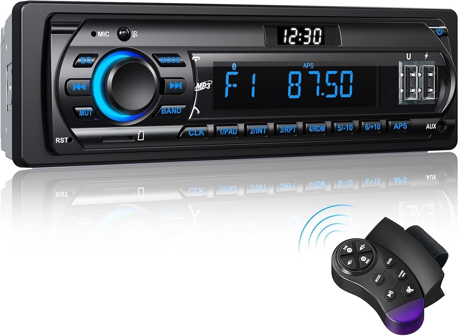 Autoradio 1DIN Bluetooth USB AUX FM RDS MP3 Mains Libres Universel Voiture Stéré